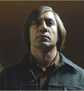 Javier Bardem in No Country For Old Men; Richard Foreman/Miramax