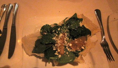 Carol’s spinach salad with pears and feta cheese